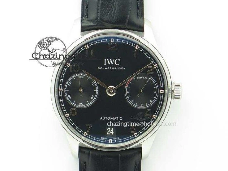 MIROTIME 0414 Portuguese IW371415 ZF 1:1 Best Edition RG Black dial On Brown Leather Strap A Modern 7286